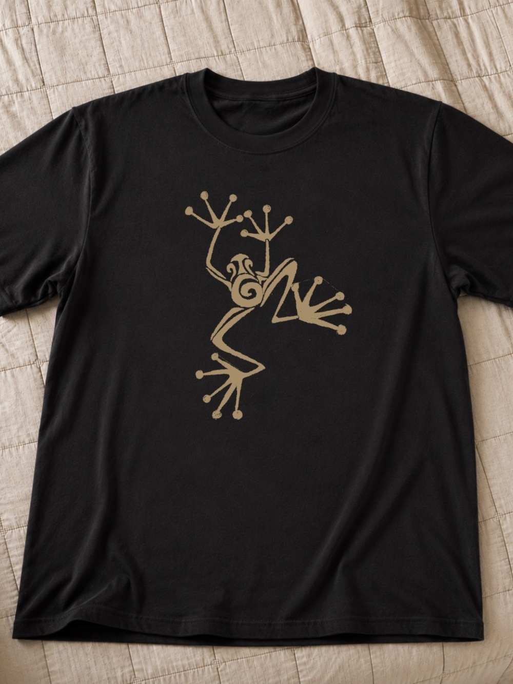 Gildan Black T-Shirt with Gold Stylized Frog Graphic